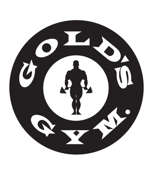 Golds Gym Logo Man Curling Dumbbells